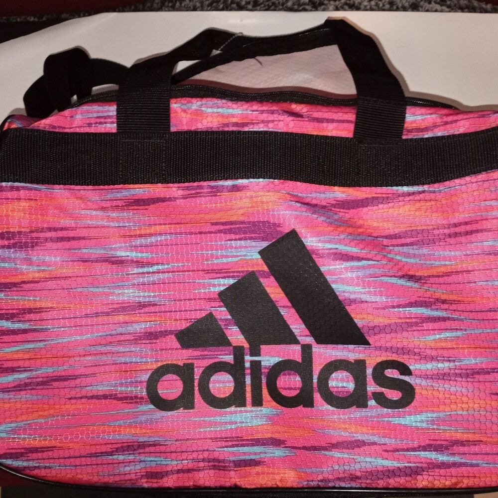Adidas Pink Purple Gym Duffel Bag Travel Overnight Weekend Carry On Adjustable